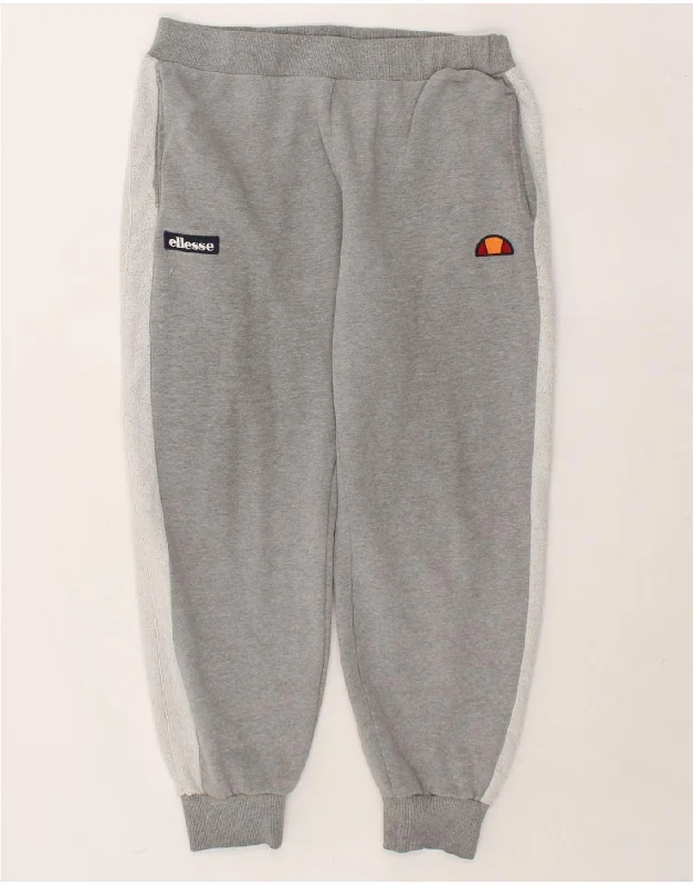 ELLESSE Womens Tracksuit Trousers Joggers UK 14 Large Grey Colourblock Trousers chic fashionable