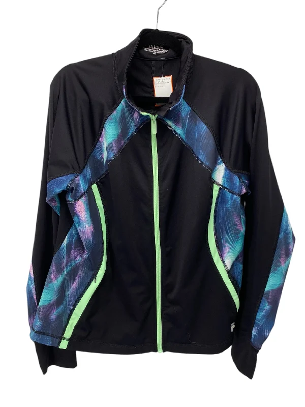 Fila Women Size XXL Black Multi CD Athleisure Jacket One-Shoulder Jacket Off-the-Shoulder Jacket Asymmetrical Jacket