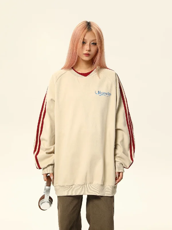 CityImage Striped Sleeve Sweatshirt Hoodie with Toggle Buttons Decorative Unique
