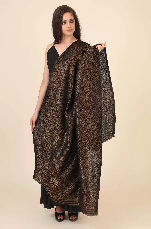 Pashtush Womens Twilight Collection, Jacquard Shawl, With Metallic Thread Weave, Fine Wool Cozy Plaid Wool Shawl
