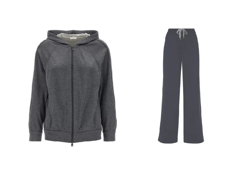 Brunello Cucinelli Monile Hoodie Tracksuit Hoodie with Half-Zip Sporty Casual