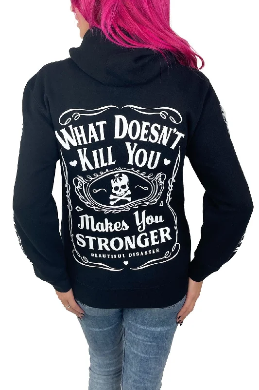 Stronger 100 Proof Zip Hoodie Hoodie with Side Slits Relaxed Casual