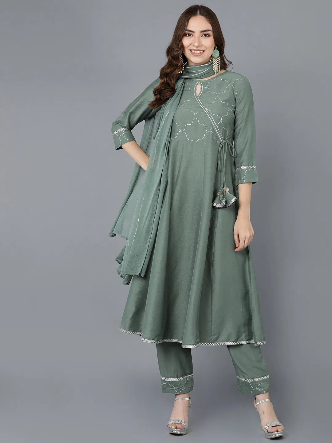 Ahika Poly Silk Solid Kurta Trousers With-PKSKD1499A_XS Trousers Harem Relaxed Fit