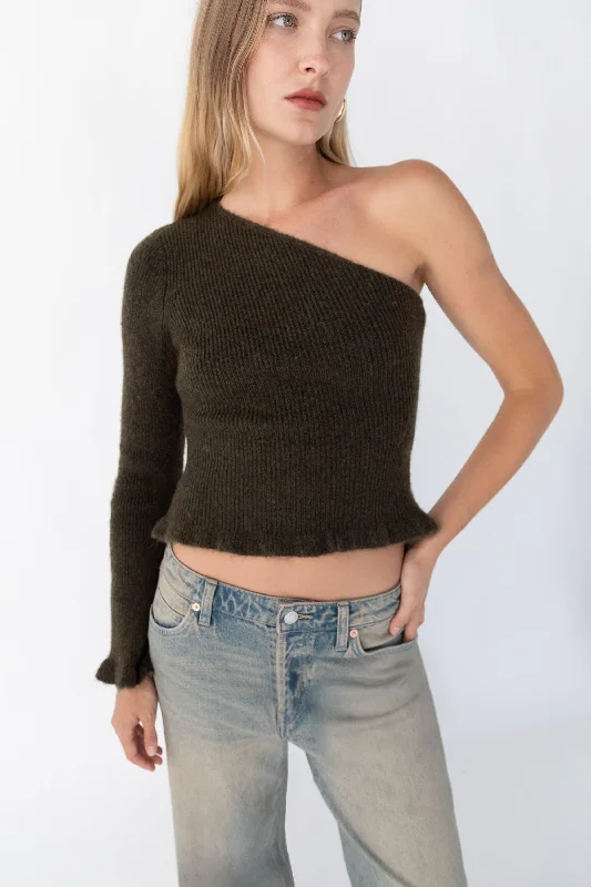 FITTED ONE SLEEVE SWEATER Jersey Fabric Tulle Fabric Batik Fabric