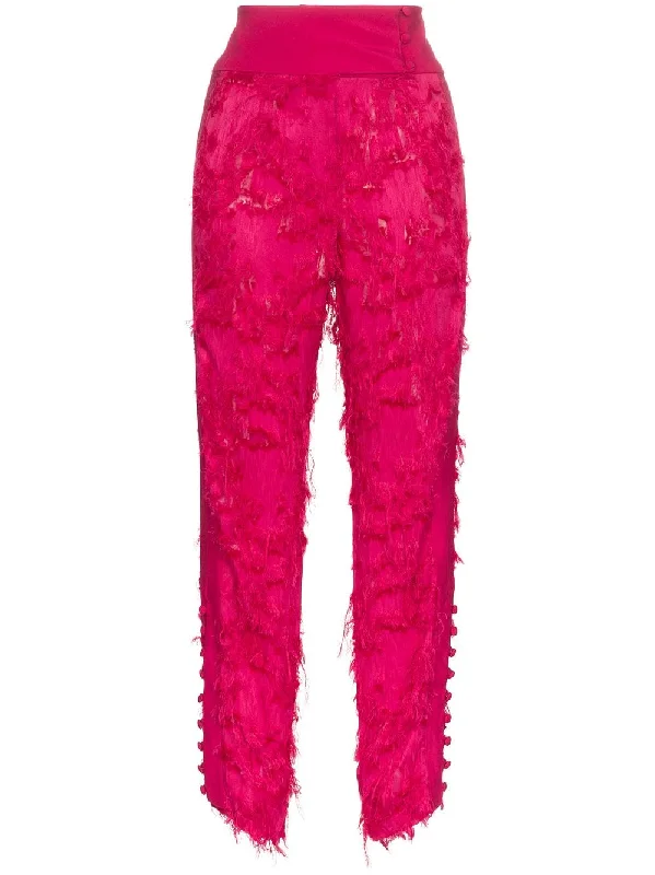 high waist embroidered trousers Trousers Versatile Stylish