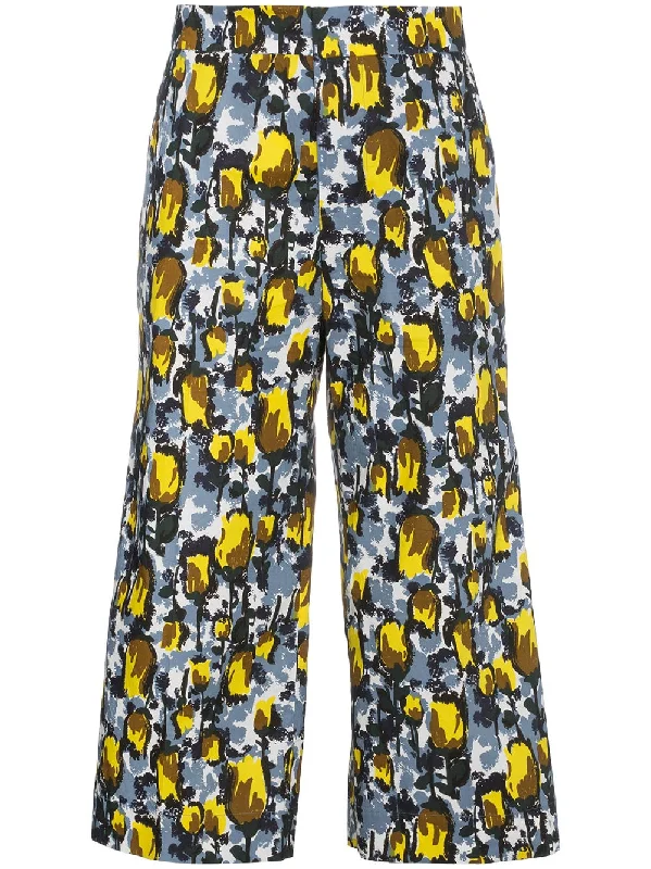 Wide legged printed trousers Trousers Leisure Comfortable