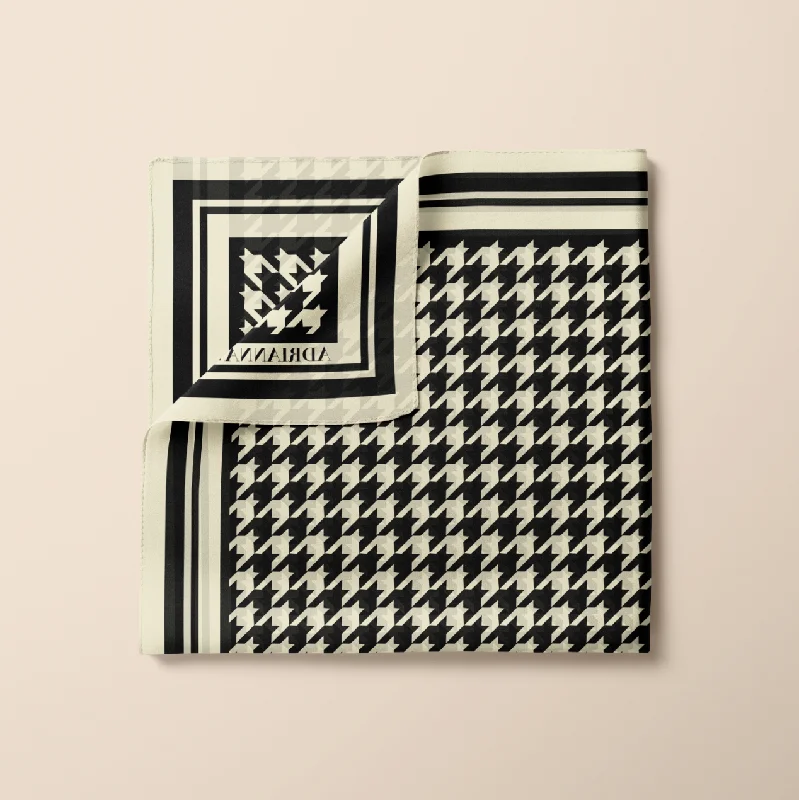 Houndstooth Chiffon Shawl in Black Warm Cashmere Shawl Scarf