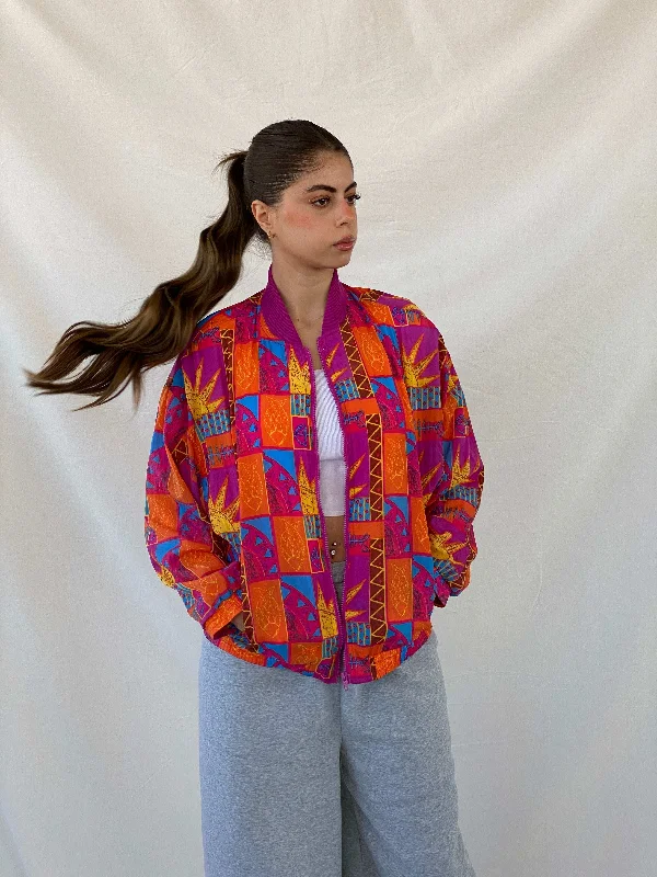 Vintage AVIAT SPORTIF Multicolor Crazy Print Windbreaker Jacket - S Hoodie Zip-Up Jacket Button-Up Jacket Vintage AVIAT SPORTIF Multicolor Crazy Print Windbreaker Jacket - S Hoodie Zip-Up Jacket Button-Up Jacket