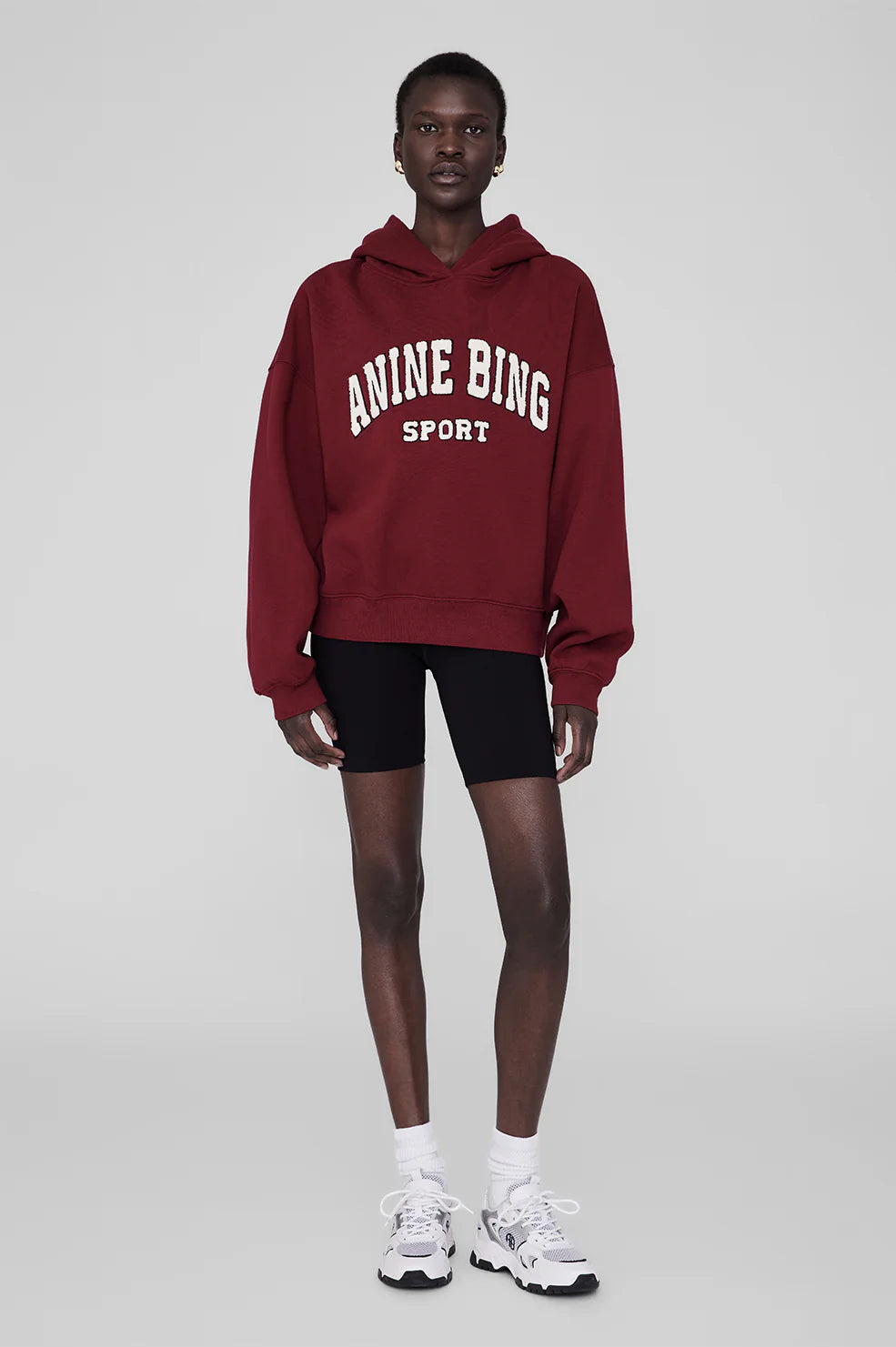 Anine Bing - Alec Hoodie Sport (Cabernet) Hoodie with Double Zipper Versatile Adjustable
