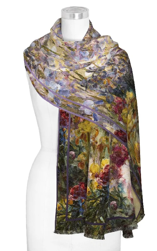 TIFFANY PEONIES & IRIS SILK BLEND WOMEN’S FASHION SHAWL Warm Knit Shawl Wrap