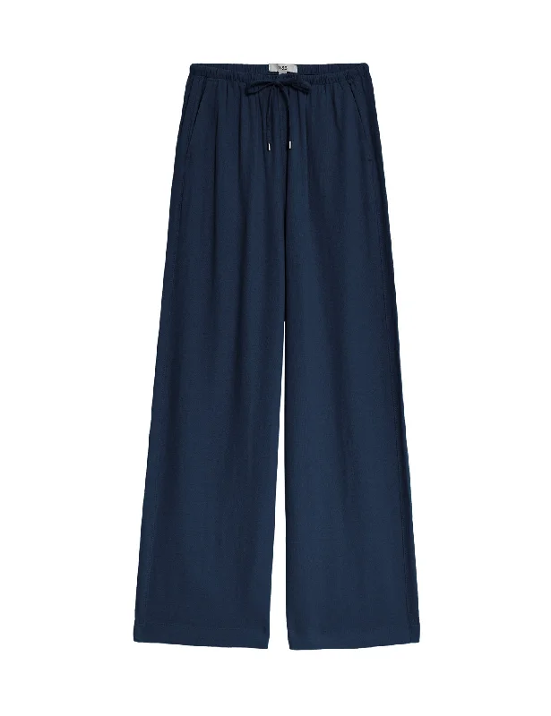 Linen Rich Wide Leg Trousers Trousers Mesh Breathable