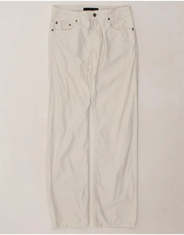 CALVIN KLEIN Womens Straight Casual Trousers  W30 L34 White Cotton Trousers cozy comfortable