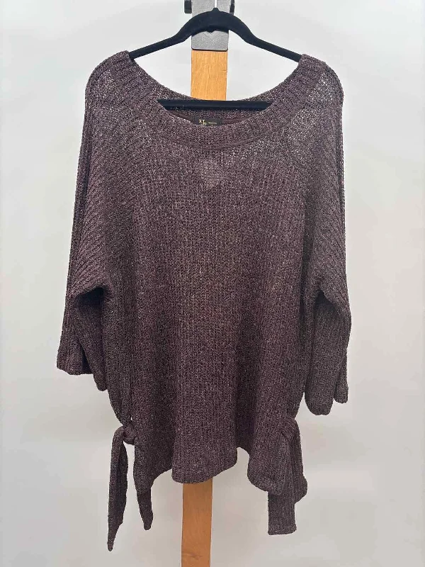 KLD Women's Size S maroon Heathered Sweater Mesh Blend Leather Blend Suede Blend