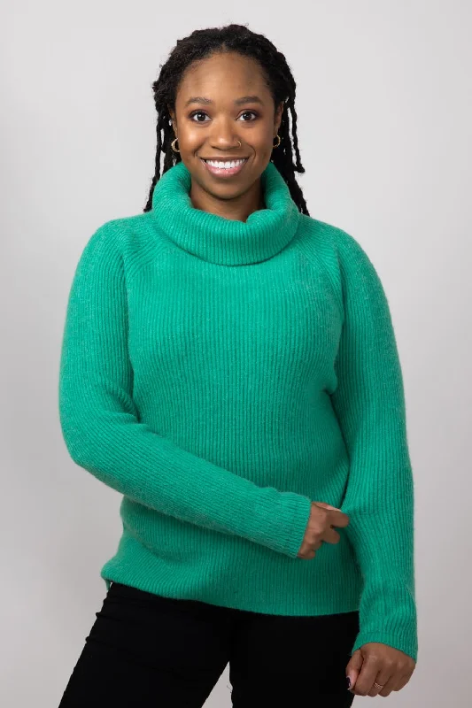 Miracle Basic Ribbed Turtleneck Sweater for Women in Green | 2717-GREEN Velvet Chenille Corduroy
