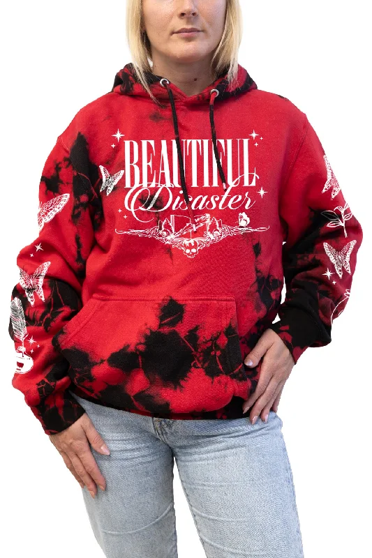 You Don't Know My Story Tie Dye Pullover  Hoodie - Red/Black Hoodie with Elastic Cuffs Stretchable Comfortable