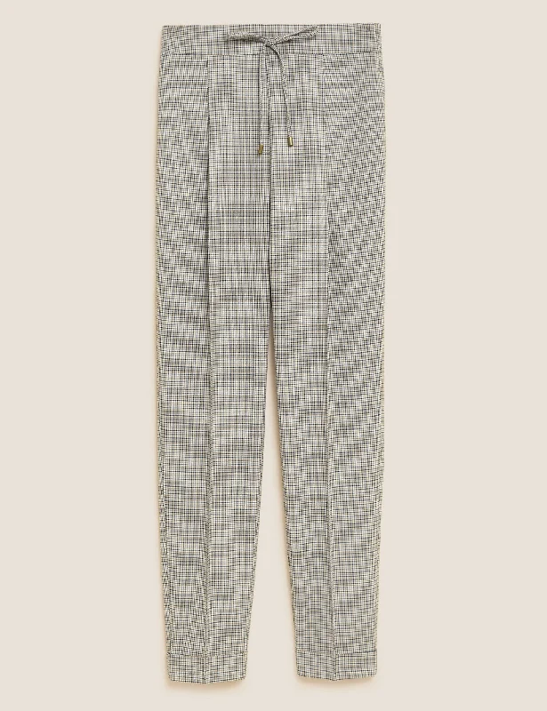 Woven Checked Tapered Ankle Grazer Trousers Trousers Exclusive Limited