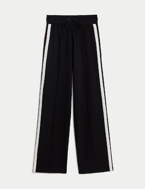 Jersey Side Stripe Wide Leg Trousers Trousers Winter Warm