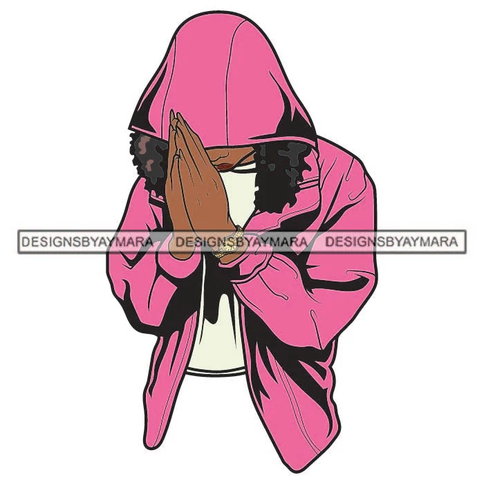 Afro Lola Gangster Pink Hoodie Praying Asking God Black Woman Independent Savage Money Cash Hustle Designs For T-Shirt and Other Products SVG PNG JPG Cutting Files For Silhouette Cricut and More! Hoodie with Tied Waist Feminine Flattering