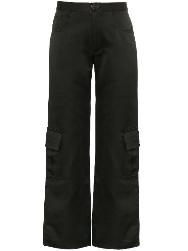 high waisted wide-leg cargo trousers High Waist Slim Fit Ankle Length