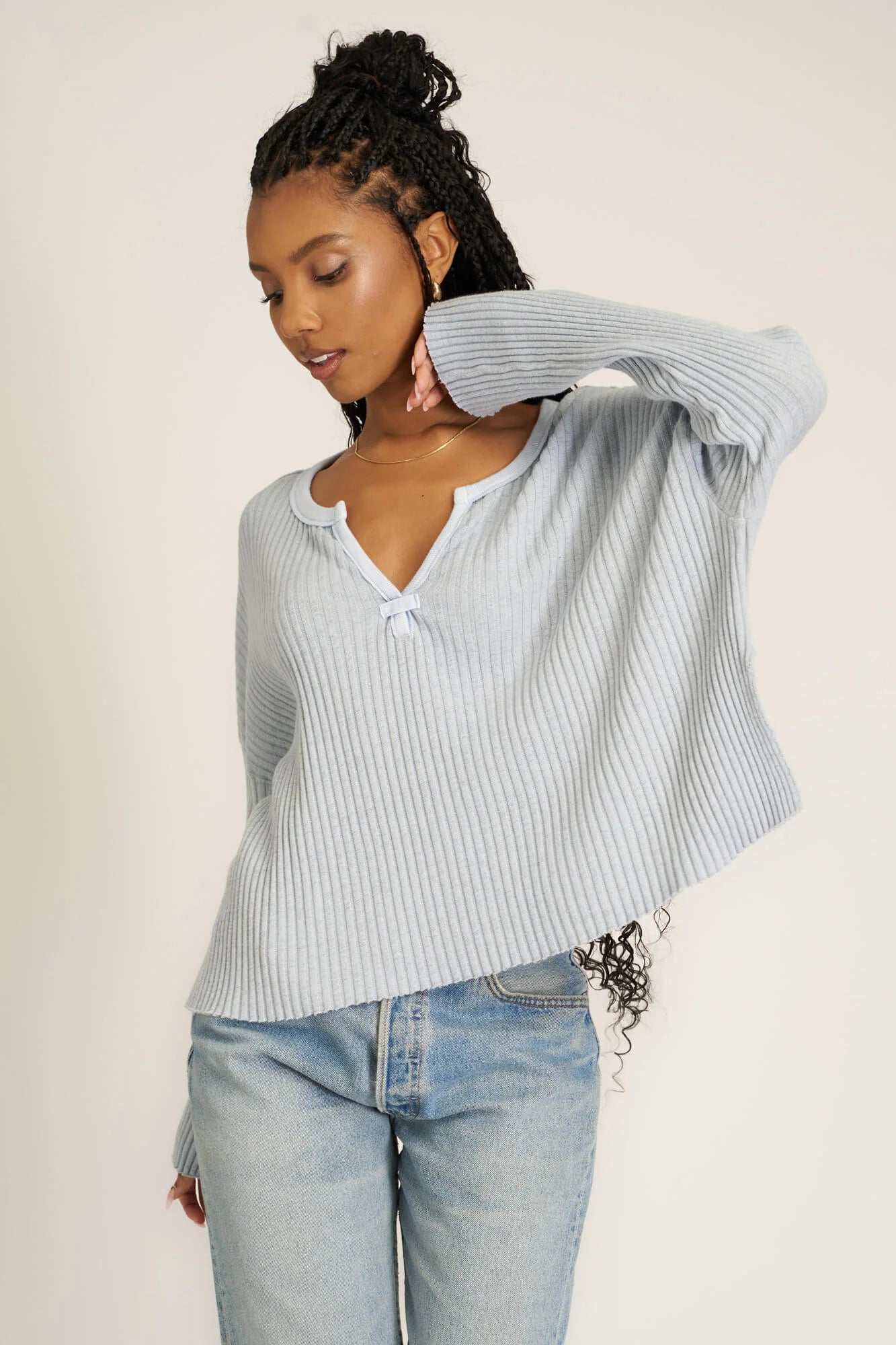 Getaway Rib Pullover Flare Sleeve Stylish