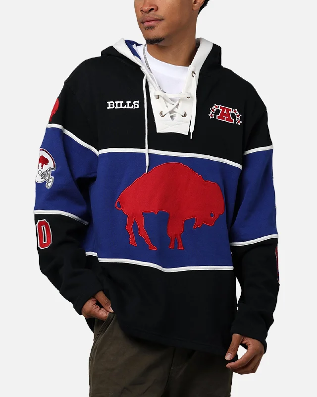 47 Brand Buffalo Bills NFL + Legacy Lacer Hoodie Jet Black Hoodie with Patch Decorative Personalized