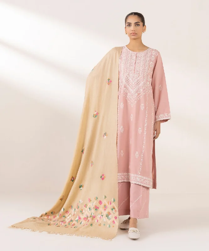 Hand Embroidered Wool Shawl Soft Summer Shawl Wrap
