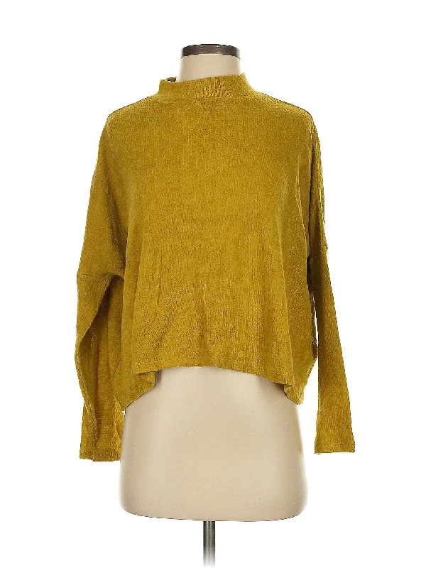 Turtleneck Sweater Solid Print Embellished