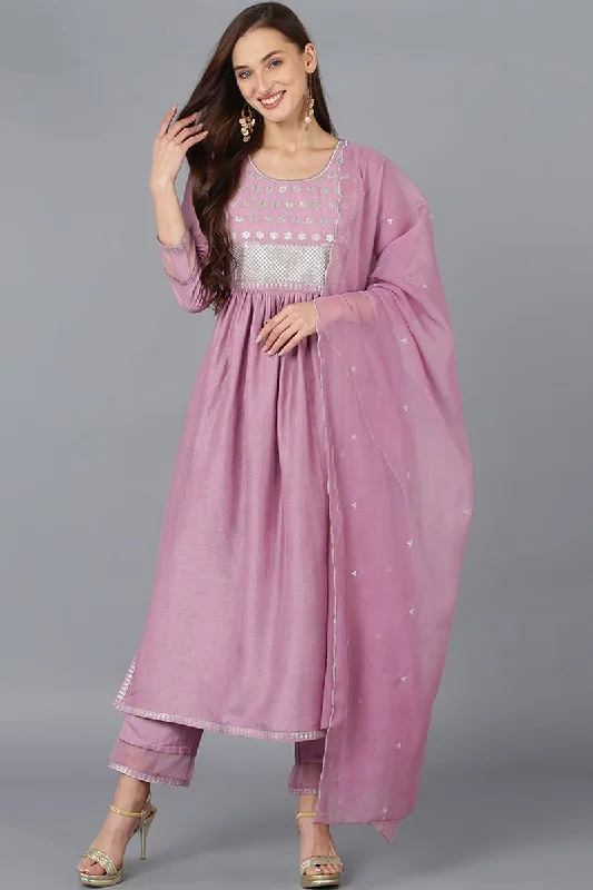 Lavender Silk Blend Solid Straight Kurta Trousers With Dupatta Trousers Travel Practical Lavender Silk Blend Solid Straight Kurta Trousers With Dupatta Trousers Travel Practical
