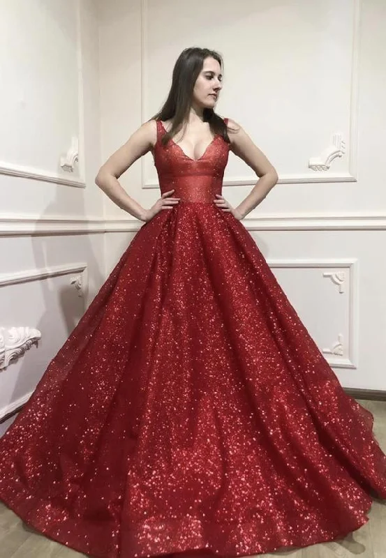 Burgundy sequins long prom gown evening dress   cg14072