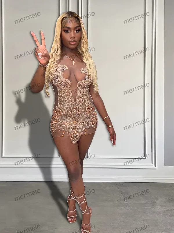 Sparkly Rhinestones Crystal Prom Dresses Short for Birthday Luxury