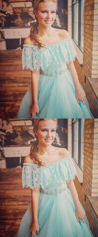 Princess Off the Shoulder Mint Green Ball Gown Sweet 16 Dress Prom Dresses   cg13893