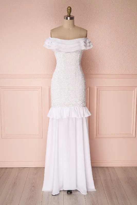 Adeltrude | White Ruffled Dress