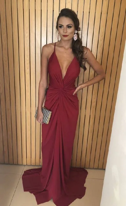 A-line V Neck Mermiad Prom Dress   cg13743