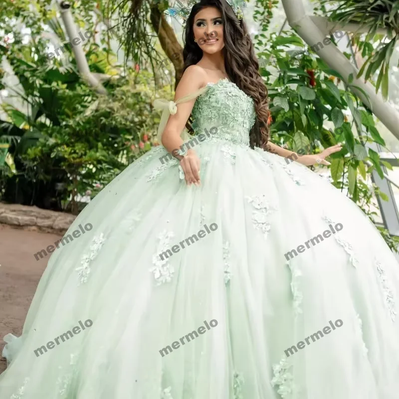Sage Green Ball Gown Quinceanera Dresses