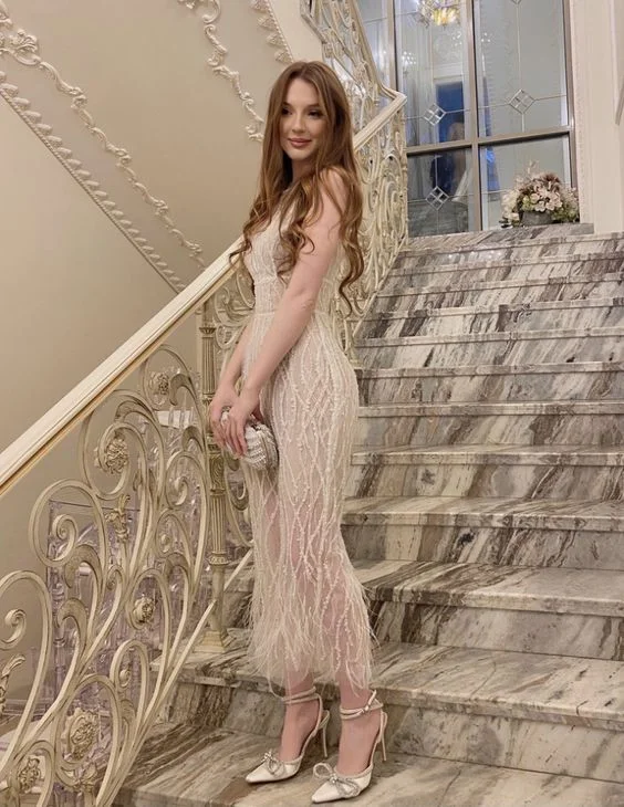 Luxurious Sheath Evening Dress,Stunning Evening Gown  cc1272