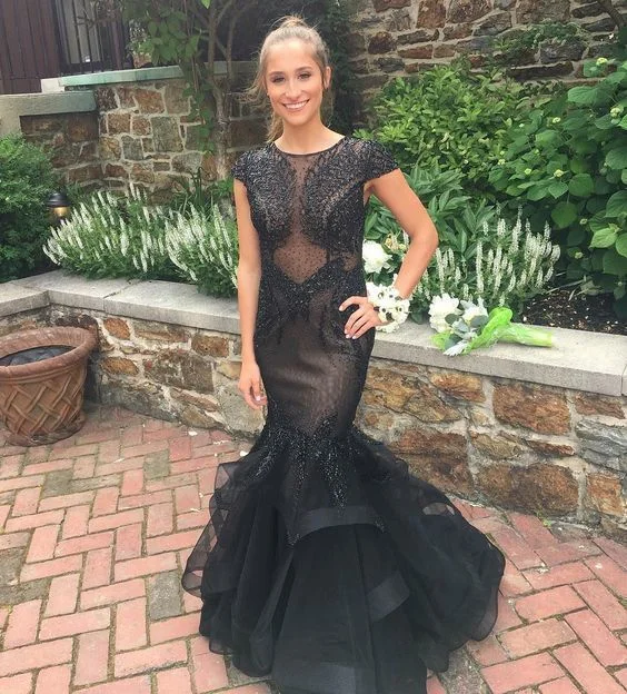 Charming Prom Dress,Black Mermaid Evening Dress,Formal Evening Gown   cg14567