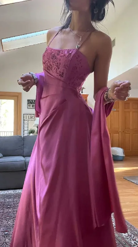 Spaghetti Straps Long A Line Beaded Evening Dress Formal Prom Gown cc1426