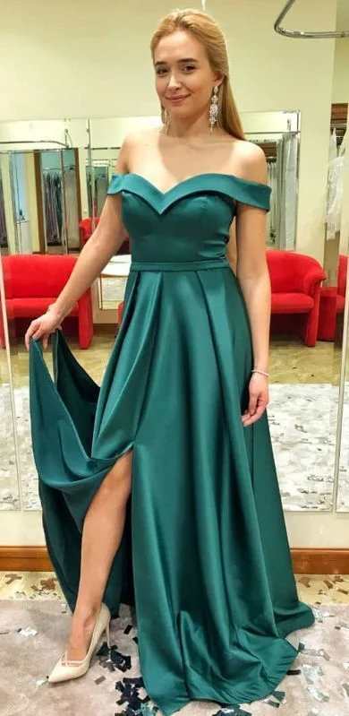 Elegant Off Shoulder Green Formal Dress  Prom Dresses   cg13892