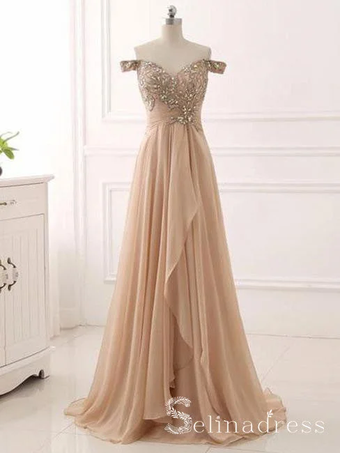 A-line Off-the-shoulder Long Prom Dress Vintage Beaded Formal Dress Ruffles Evening Dress SED032 A-line Off-the-shoulder Long Prom Dress Vintage Beaded Formal Dress Ruffles Evening Dress SED032