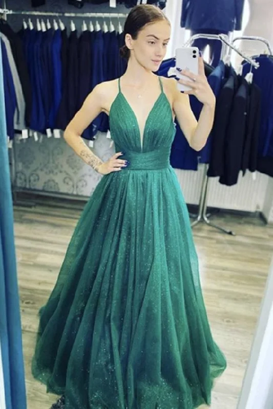 Shiny V Neck Dark Green Long Prom Dresses, Dark Green Formal Graduation Evening Dresses cg14065 Shiny V Neck Dark Green Long Prom Dresses, Dark Green Formal Graduation Evening Dresses cg14065