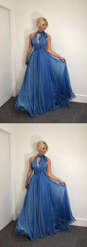 A-Line High Neck Sleeveless Chiffon Long Prom Dress,Evening Dress   cg13818