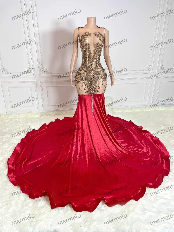 Red Luxury African American Prom Dresses For Black Girls