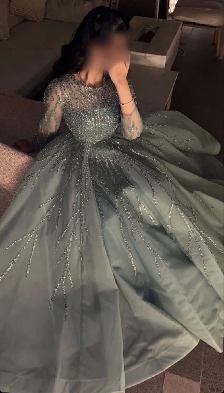 Chic A-Line Floor Length Evening Dress,Princess Dress cc1275