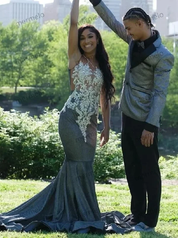 Silver Crystal Beading Long Prom Dress For Black Girls Mermaid For Special Occasions Sexy Party Gowns Silver Crystal Beading Long Prom Dress For Black Girls Mermaid For Special Occasions Sexy Party Gowns
