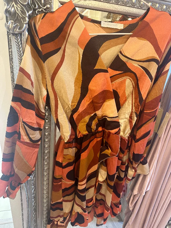 Abstract orange print dress