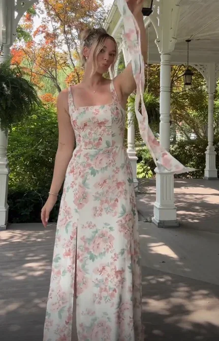 Beautiful Chiffon Print A Line Prom Dress Formal Party Evening Dress  cc1386