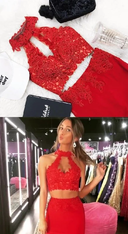 Mermaid Two Pieces Beaded Lace Long Prom Dresses Formal Evening Dresses   cg13870