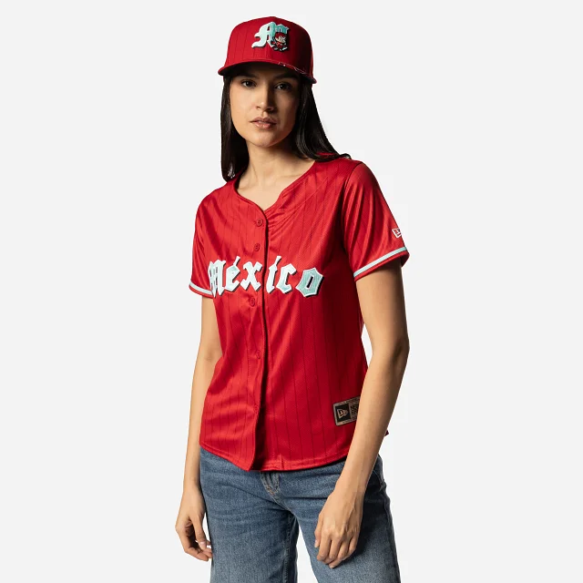 Jersey Pinstripe Rojo Diablos Rojos del México LMB para Mujer Fashion Jersey Blouse