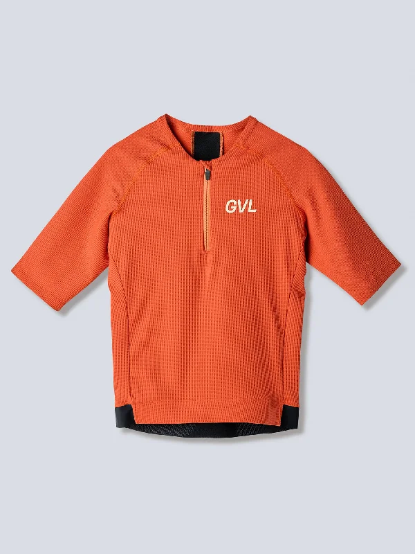 JERSEY MODERN CLASSIC 1/2 ZIP PUMPKIN Silk Jersey Blouse