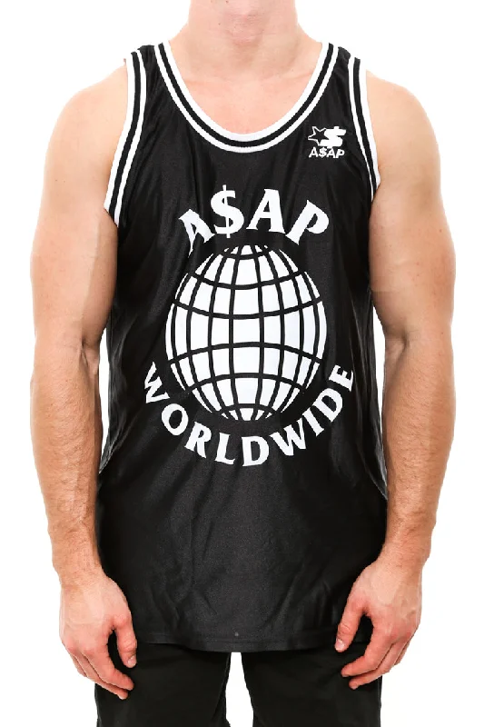 A$ap Worldwide Jersey Black Stylish Jersey Top